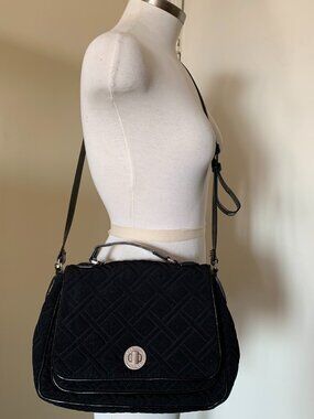 Vera Bradley Black Quilted Turn Lock Shoulder Bag